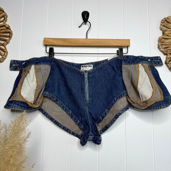 Free People shorts 25 denim high rise boho cotton jeans - Picture 7 of 8